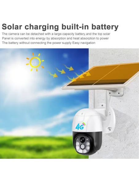 Cameră DASGUT 4G 360° cu Panou Solar, 3 MP, PTZ, V380 Pro, Interior-Exterior, IP66 + Card 32 GB
