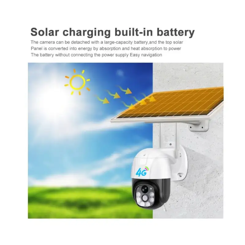 Cameră DASGUT 4G 360° cu Panou Solar, 3 MP, PTZ, V380 Pro, Interior-Exterior, IP66 + Card 32 GB