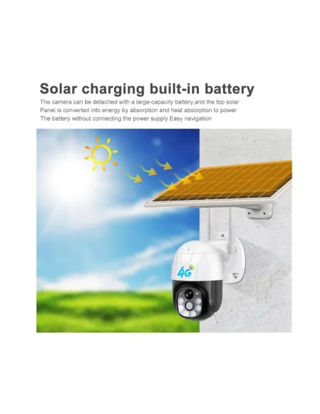 Cameră DASGUT 4G 360° cu Panou Solar, 3 MP, PTZ, V380 Pro, Interior-Exterior, IP66 + Card 32 GB