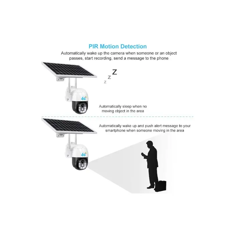 Cameră DASGUT 4G 360° cu Panou Solar, 3 MP, PTZ, V380 Pro, Interior-Exterior, IP66 + Card 32 GB