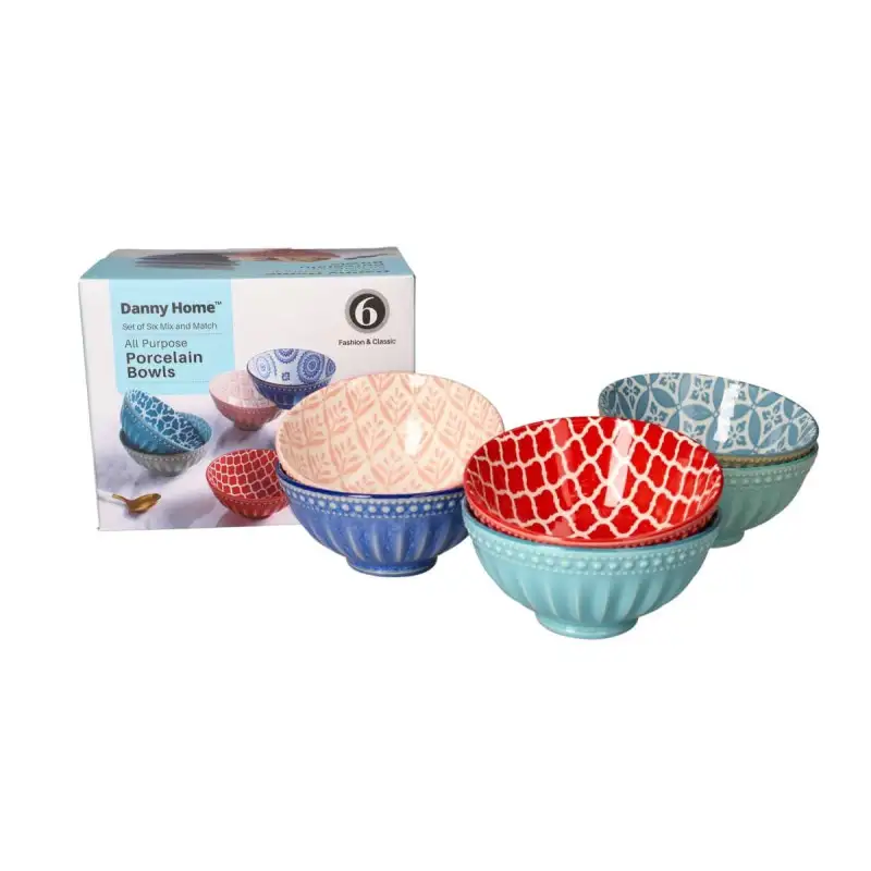 Set 6 Boluri portelan boemian design, 9cm , R15808