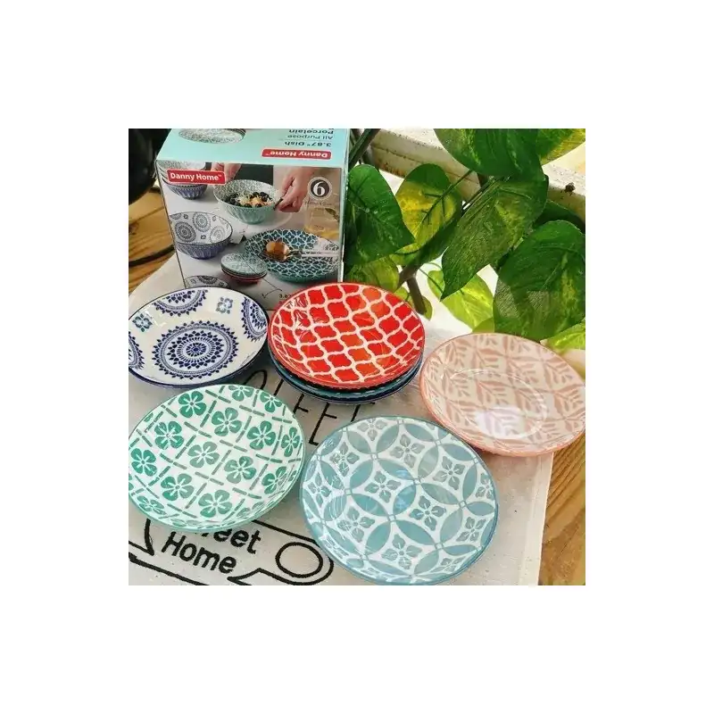 Set 6 Farfurii mici portelan boemian design, 9cm , R15811