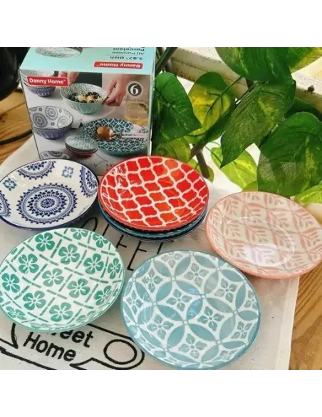 Set 6 Farfurii mici portelan boemian design, 9cm , R15811