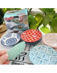 Set 6 Farfurii mici portelan boemian design, 9cm , R15811