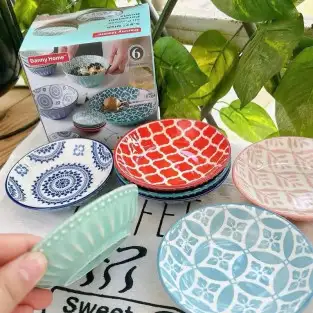 Set 6 Farfurii mici portelan boemian design, 9cm , R15811