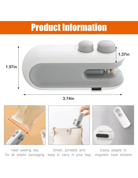 Aparat de sigilat pungi portabil, USB C
