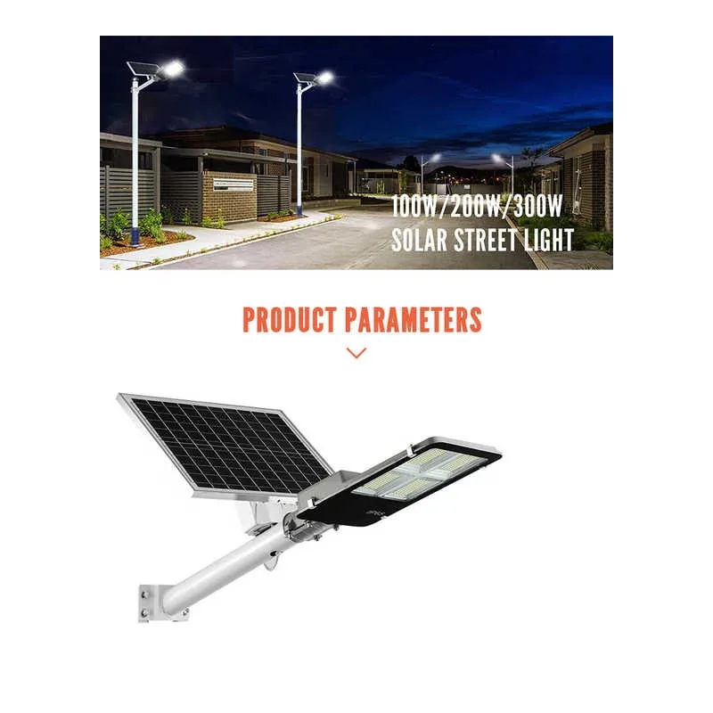 Lampa solara stradala LED cu panou fotovoltaic, suport de prindere si telecomanda 300W/ 400W