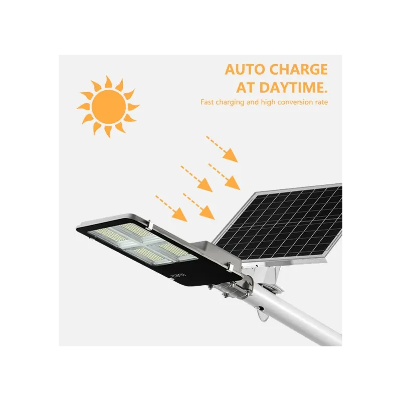 Lampa solara stradala LED cu panou fotovoltaic, suport de prindere si telecomanda 300W/ 400W