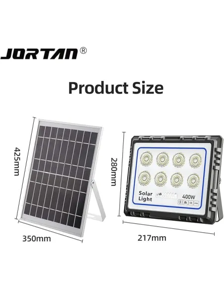 Proiector LED 400W cu panou solar, senzor lumina,IP 66, telecomanda model nou