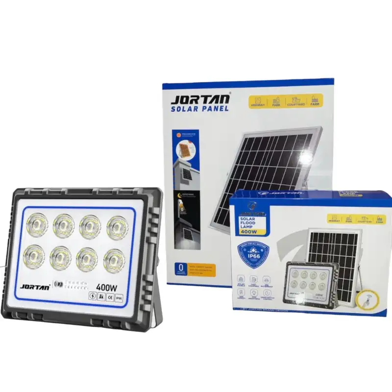 Proiector LED 400W cu panou solar, senzor lumina,IP 66, telecomanda model nou