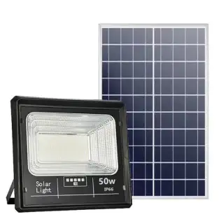 Set 2 x Proiector cu panou solar Jortan 50w, telecomanda, indicator baterie, 6500k, IP66 2