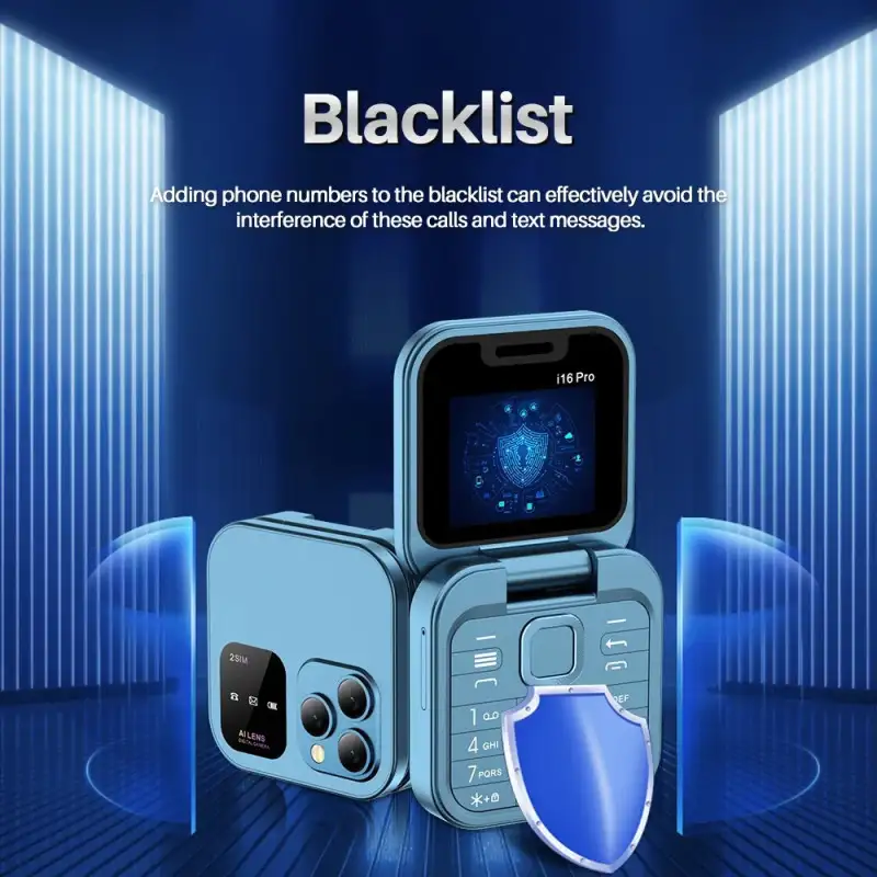 Mini telefon pliabil i16,dual sim,ecran HD,radio Fm