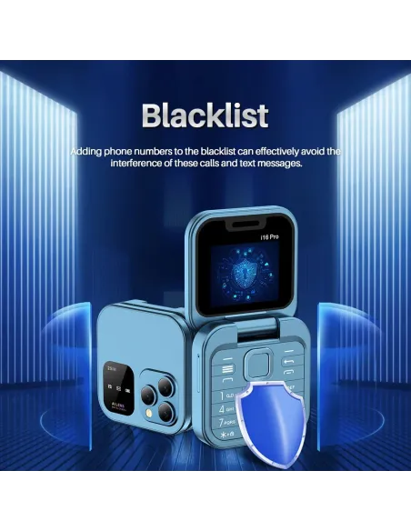 Mini telefon pliabil i16,dual sim,ecran HD,radio Fm