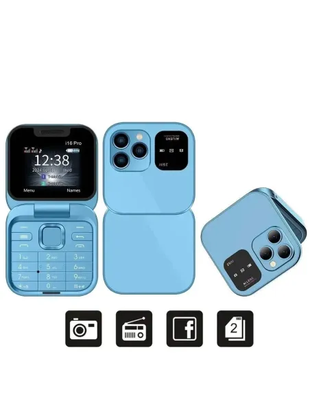Mini telefon pliabil i16,dual sim,ecran HD,radio Fm