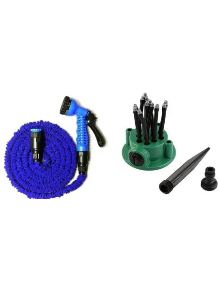 Set Furtun de gradina extensibil 30 m cu dispozitiv pentru pulverizarea apei + aspersor de stropit cu 12 duze