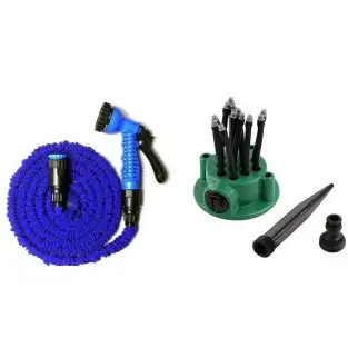 Set Furtun de gradina extensibil 22.5 m cu dispozitiv pentru pulverizarea apei + aspersor de stropit cu 12 duze