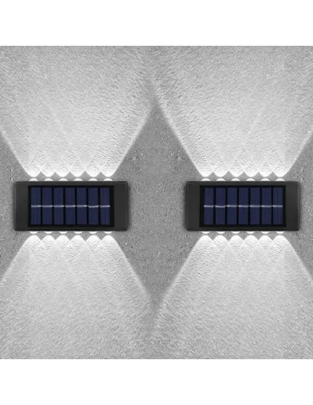 4 x Lampi Solare Bidirectionale,12 LED, Alb Cald