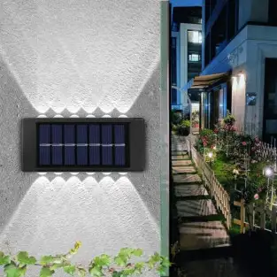 4 x Lampi Solare Bidirectionale,12 LED, Alb Cald