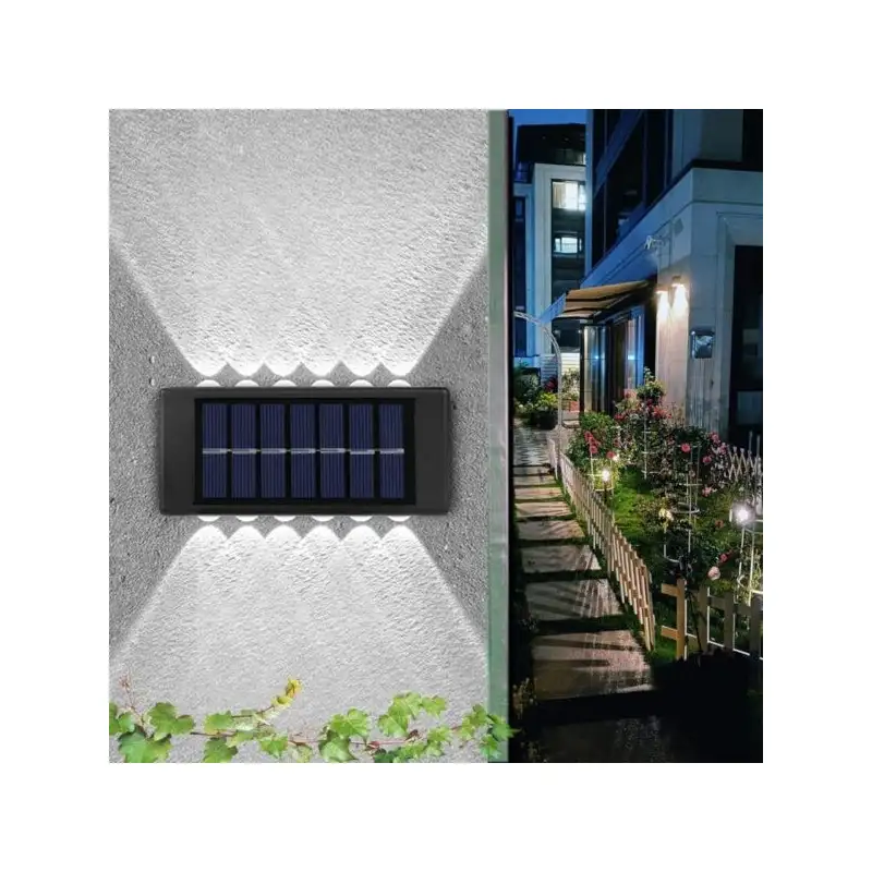 4 x Lampi Solare Bidirectionale,12 LED, Alb Cald