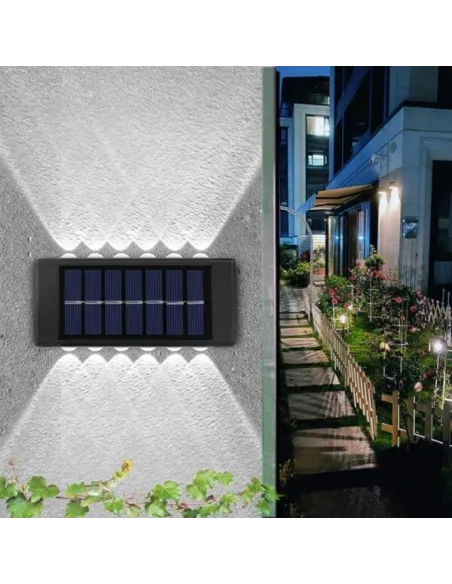 4 x Lampi Solare Bidirectionale,12 LED, Alb Cald