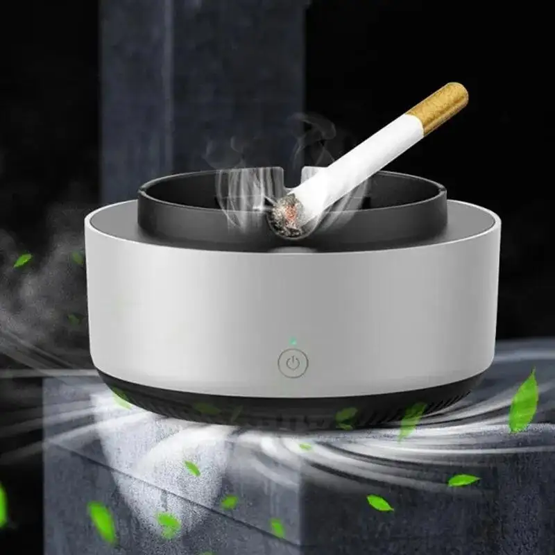 Set 2x Scrumiera cu aspiratie a fumului, alimentare baterii AA