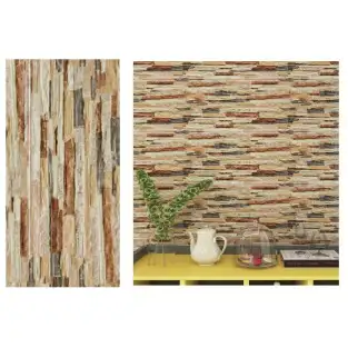 Set 10 x tapet autoadeziv decorativ model caramida maro deschis 30x60cm