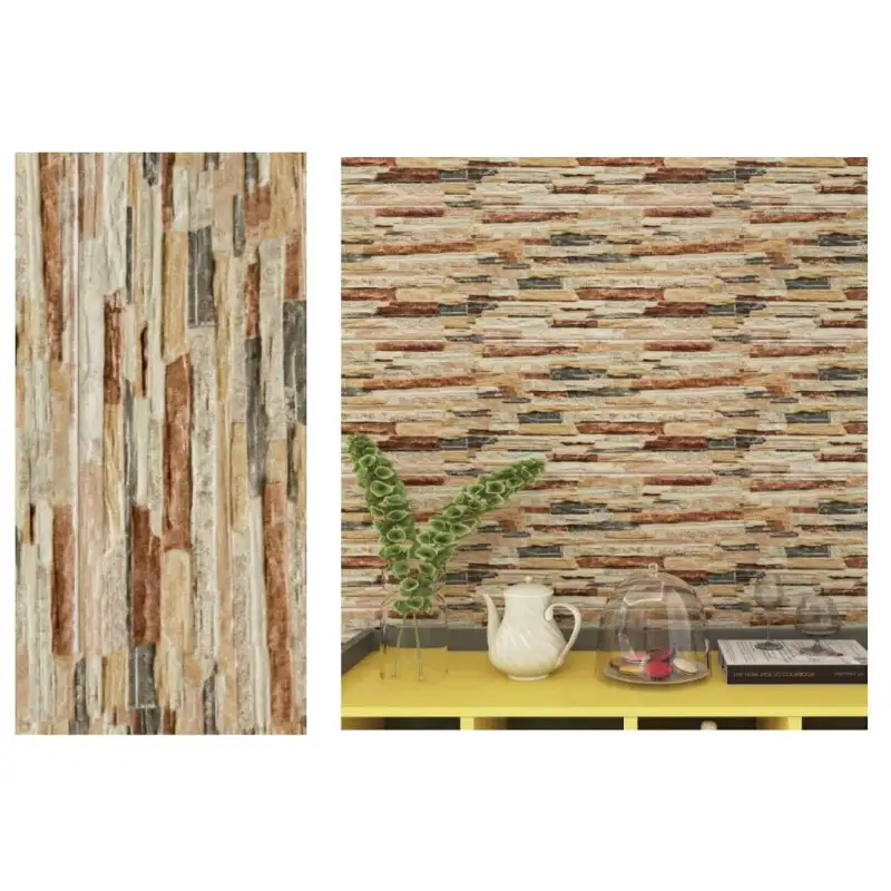 Set 10 x tapet autoadeziv decorativ model caramida maro deschis 30x60cm