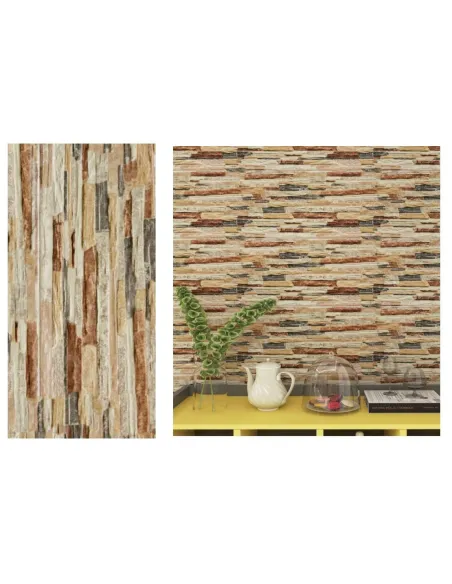 Set 10 x tapet autoadeziv decorativ model caramida maro deschis 30x60cm