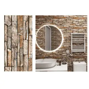 Set 10 x tapet autoadeziv decorativ model caramida maro/gri 30x60 cm