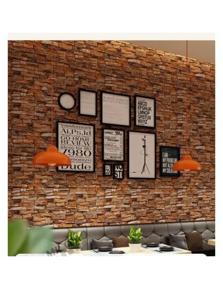 Set 10x Tapet adeziv caramizi maro,spuma moale 3D 77 x 70 cm