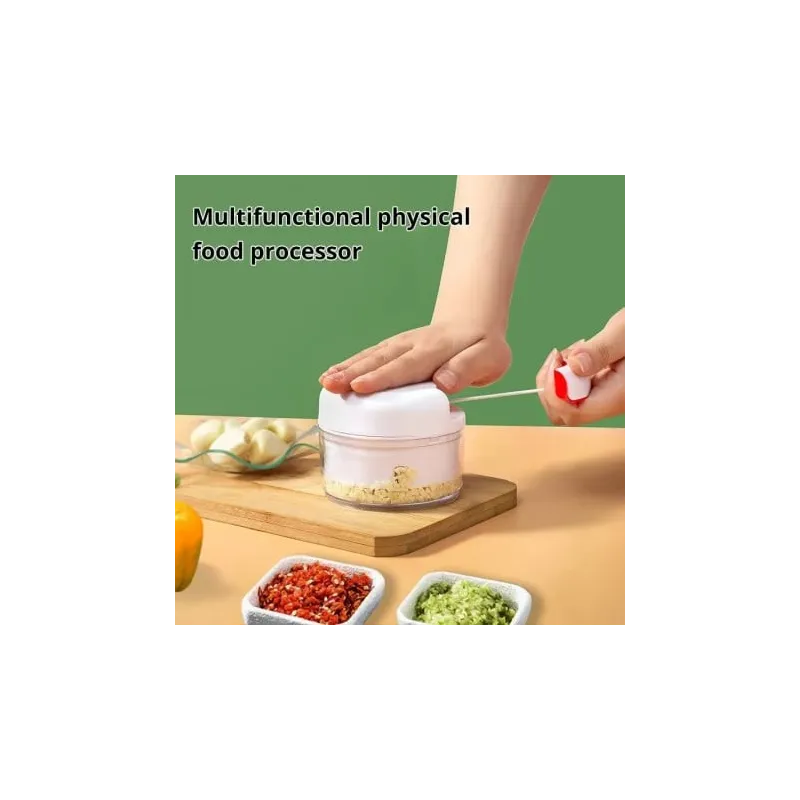 Mini tocator manual pentru legume, culoare alb