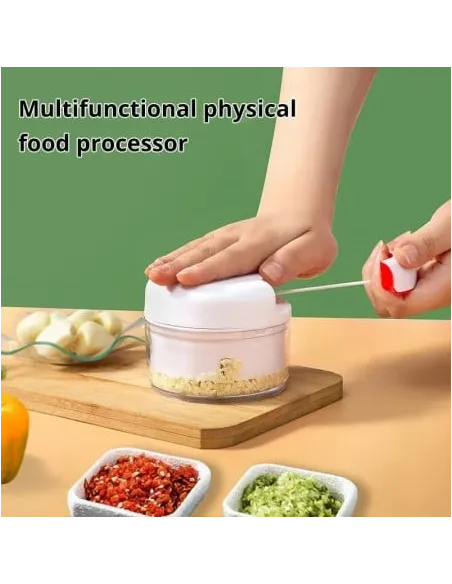 Mini tocator manual pentru legume, culoare alb