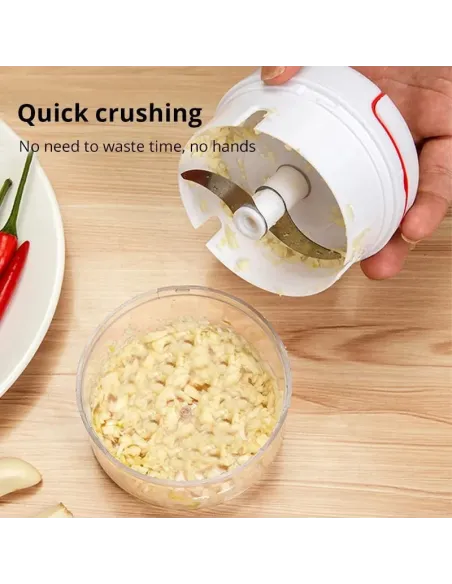 Mini tocator manual pentru legume, culoare alb