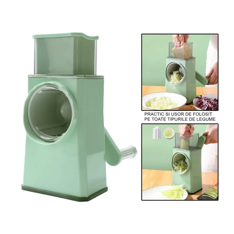 Feliator manual pentru legume, 3 lame din otel inxodabil