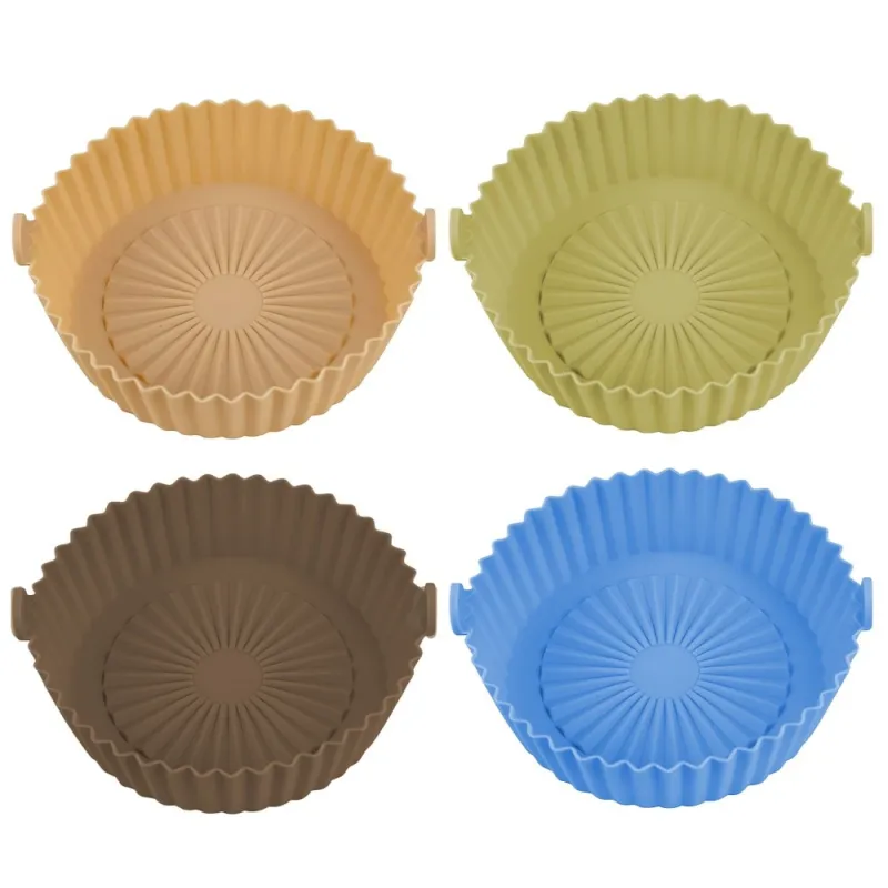 Set 4 Tavi din silicon pentru friteuza,cuptor,microunde, reutilizabile, antiaderente, rezistente la temperaturi inalte