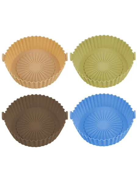 Set 4 Tavi din silicon pentru friteuza,cuptor,microunde, reutilizabile, antiaderente, rezistente la temperaturi inalte