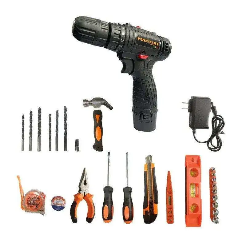 Bormasina cu 2 acumulatori 12V, incarcator si 17 accesorii