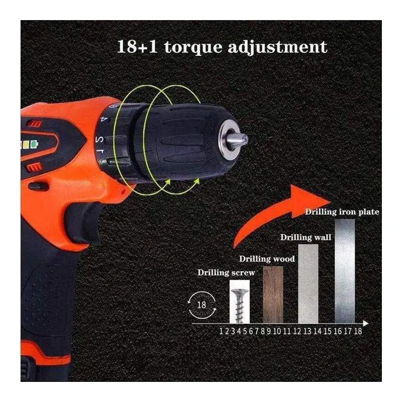 Bormasina cu 2 acumulatori 12V, incarcator si 17 accesorii