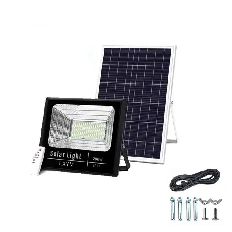 Set 2 x Proiector 100w cu panou solar Jortan , 6500k, IP66, telecomanda, indicator baterie