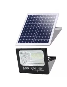 Set 2 x Proiector 100w cu panou solar Jortan , 6500k, IP66, telecomanda, indicator baterie