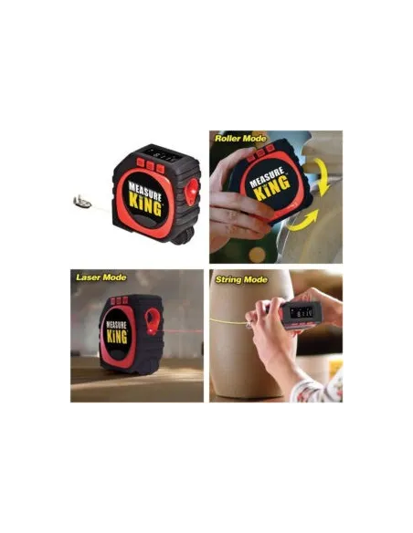 Ruleta Measure King, 3 modalitati de masurare, snur, rola si laser, afisaj LED