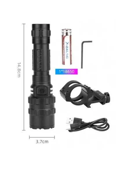 Lanterna de vanatoare PM10-TG incarcare usb si suport arma inclus