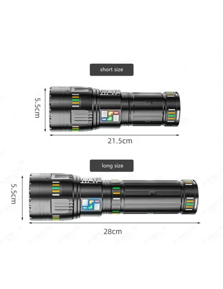 Lanternă LED reincarcabilă cu 6 moduri, lanternă portabila, rezistentă la apa  30000 lumeni,  90W