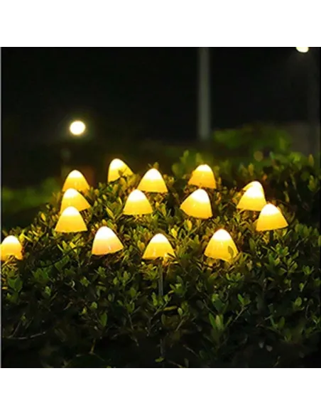 Decoratiune solara cu  30 de  ciupercute led -alb cald