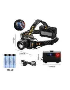 Lanterna de cap cu 3 acumulatori Li-ion 18650 cu senzor de miscare lumina alba-galbena indicator baterie