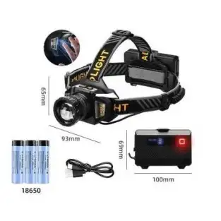 Lanterna de cap cu 3 acumulatori Li-ion 18650 cu senzor de miscare lumina alba-galbena indicator baterie