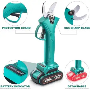 Foarfeca de gradina cu 2 acumulatori, pentru crengi si vita de vie,48 V 2