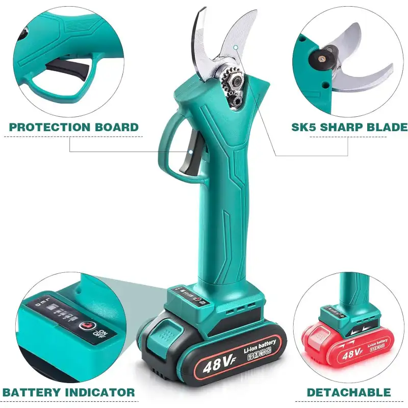 Foarfeca de gradina cu 2 acumulatori, pentru crengi si vita de vie,48 V