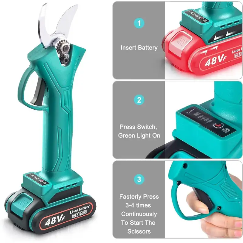 Foarfeca de gradina cu 2 acumulatori, pentru crengi si vita de vie,48 V