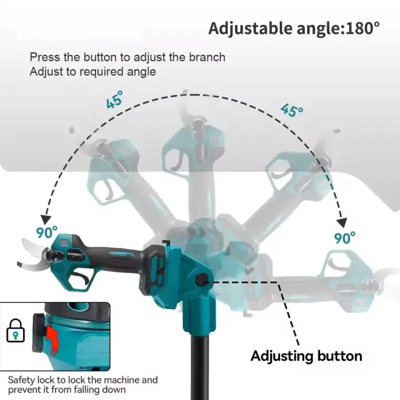 Foarfeca de Gradina , 48V, 2 Acumulatori, Brat Telescopic 2m, Unghi Reglabil de Taiere-07